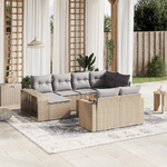 vidaXL Set Divani da Giardino 11 pz con Cuscini Beige in Polyrattan