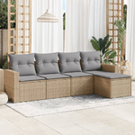 vidaXL Set Divano da Giardino 5 pz con Cuscini Beige in Polyrattan