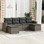 vidaXL Set Divano da Giardino 6 pz con Cuscini Grigio in Polyrattan