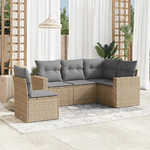 vidaXL Set Divano da Giardino 5 pz con Cuscini Beige in Polyrattan