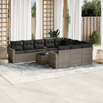 vidaXL Set Divani da Giardino 11 pz con Cuscini in Polyrattan Grigio