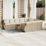 vidaXL Set Divani da Giardino 11 pz con Cuscini Beige in Polyrattan