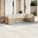 vidaXL Set Divano da Giardino 10 pz con Cuscini Beige in Polyrattan