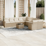 vidaXL Set Divani da Giardino 11 pz con Cuscini Beige in Polyrattan