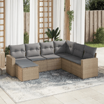 vidaXL Set Divani da Giardino 7 pz con Cuscini Beige in Polyrattan