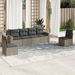 vidaXL Set Divano da Giardino 6 pz con Cuscini Grigio in Polyrattan