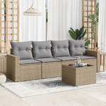 vidaXL Set Divano da Giardino 5 pz con Cuscini Beige in Polyrattan