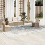 vidaXL Set Divano da Giardino 5 pz con Cuscini Beige in Polyrattan