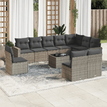 vidaXL Set Divani da Giardino 11 pz con Cuscini in Polyrattan Grigio