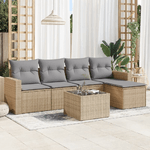 vidaXL Set Divano da Giardino 6 pz con Cuscini Beige in Polyrattan