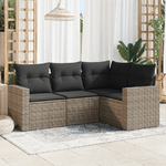 vidaXL Set Divani da Giardino 4 pz con Cuscini in Polyrattan Grigio