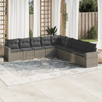 vidaXL Set Divano da Giardino 9 pz con Cuscini Grigio in Polyrattan