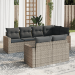 vidaXL Set Divani da Giardino 7 pz con Cuscini Grigio in Polyrattan