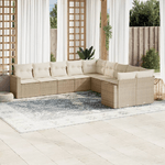 vidaXL Set Divano da Giardino 10 pz con Cuscini Beige in Polyrattan