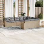 vidaXL Set Divano da Giardino 10 pz con Cuscini Beige in Polyrattan