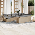 vidaXL Set Divani da Giardino 11 pz con Cuscini Beige in Polyrattan