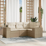 vidaXL Set Divano da Giardino 4 pz con Cuscini Beige in Polyrattan