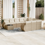 vidaXL Set Divani da Giardino 11 pz con Cuscini Beige in Polyrattan