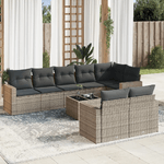 vidaXL Set Divano da Giardino 9 pz con Cuscini Grigio in Polyrattan