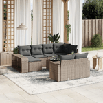 vidaXL Set Divani da Giardino 11 pz con Cuscini in Polyrattan Grigio