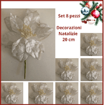 Set 8 decorazioni natalizie vintage addobbi di natale per albero stella bianca cm 20  decorativa centrotavola natalizi