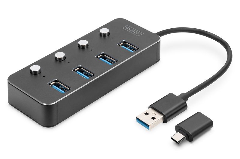 Digitus-Hub-USB-3.0-4-porte-attivabile-alloggiamento-in-alluminio