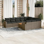 vidaXL Set Divani da Giardino 11 pz con Cuscini in Polyrattan Grigio