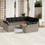 vidaXL Set Divani da Giardino 13 pz con Cuscini Grigio in Polyrattan