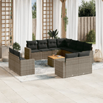 vidaXL Set Divani da Giardino 12 pz con Cuscini Grigio in Polyrattan