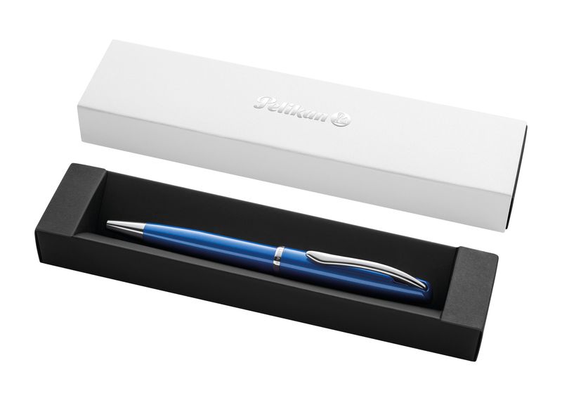 Pelikan-Penna-Sfera-Jazz-Noble-Elegance-in-Metallo-Sapphire-Inchiostro-Blu-con-Meccanismo-a-Rotazione-con-Clip-Elastica-in-Elegante-Astuccio-Regalo