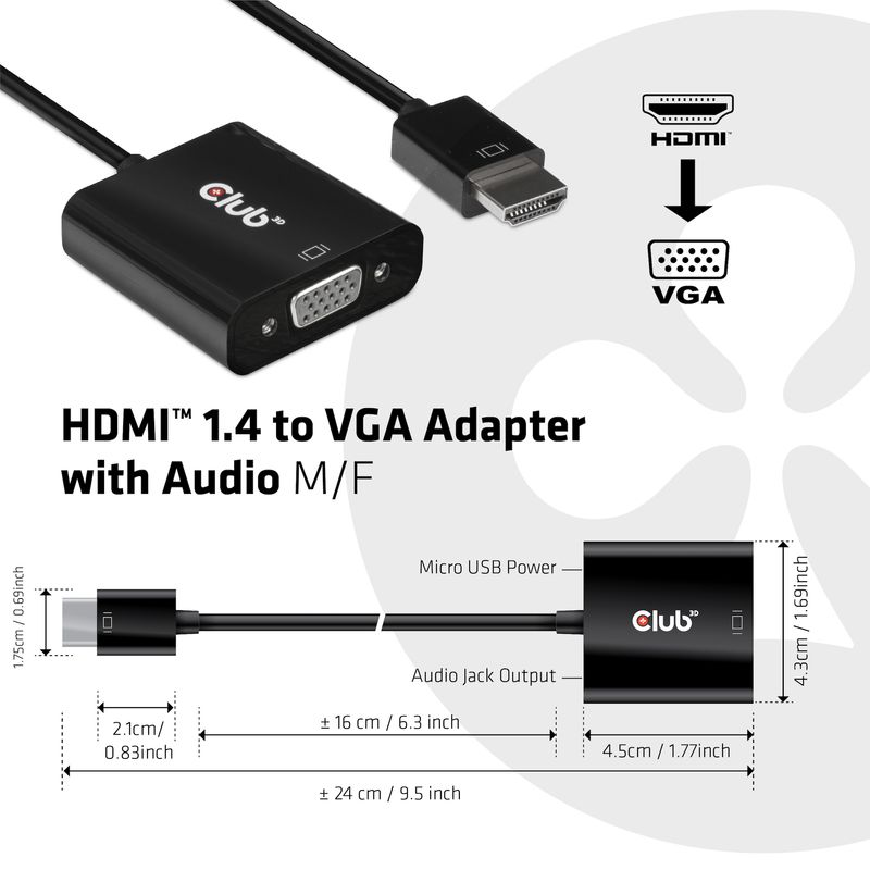 a€¢-Adattatore-HDMI-a€¢-Collegamenti--presa-HDMI-A-e-VGA-a€¢-Colore--nero-a€¢-Adatto-per--audio-video-a€¢-Colore--nero