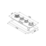Franke-Crystal-FHCR-1204-3G-TC-HE-BK-C-Nero-Da-incasso-Gas-4-Fornello-i-