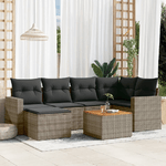 vidaXL Set Divani da Giardino 7 pz con Cuscini Grigio in Polyrattan