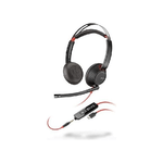 Plantronics POLY Blackwire 5220 Auricolare Cablato A Padiglione Musica e Chiamate USB tipo-C Nero, Rosso