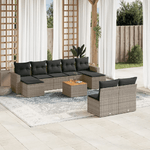 vidaXL Set Divano da Giardino 10 pz con Cuscini Grigio in Polyrattan