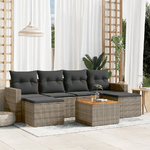 vidaXL Set Divani da Giardino 7 pz con Cuscini Grigio in Polyrattan