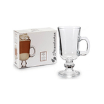 Trade Shop Traesio-set 2 Bicchieri Irish Coffee Tazza Da Cappuccino Latte The' In Vetro Manico Bar -