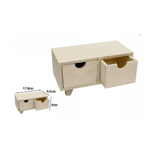 Trade Shop Traesio-porta Oggetti Mini Cassettiera 2 Cassetti In Legno Naturale Decoupage 53388a -