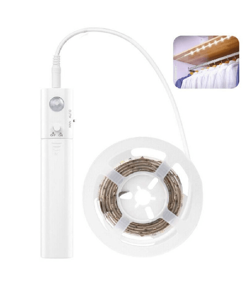 Trade Shop Traesio-striscia Led Con Sensore Di Movimento 1 Metro 4000k 2,4w Per Cassetti Armadi -