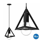 Trade Shop Traesio-lampadario Lampada Sospensione Piramide 18cm Design Moderno Paralume Nero -