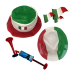 Trade Shop Traesio-kit Set Completo Tifoso Italia 2 Cappello 1 Trombetta No Gas 3 Mini Bandiere -