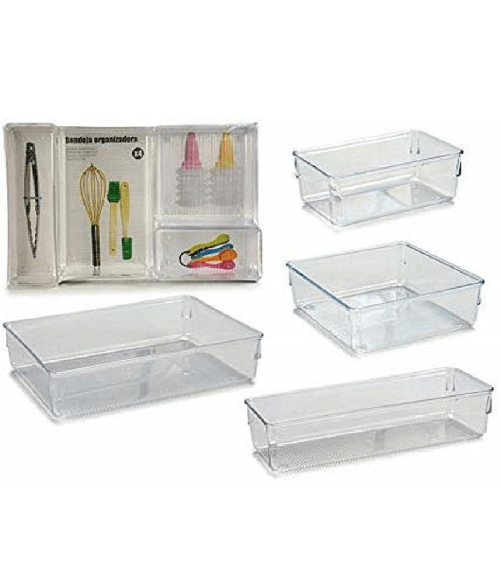 Trade Shop Traesio-set 4pz Organizzatori Cassetti Divisori Plastica Portaoggetti Organizer Salvaspazio -