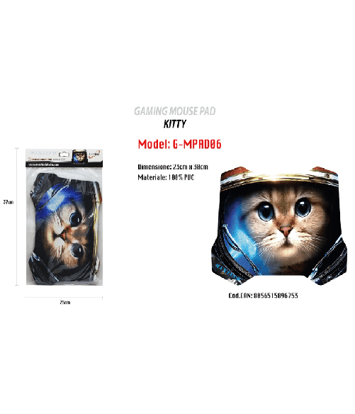 Maxtech-tappetino Tappeto Poggiapolso Gaming Mouse Pad Serie Kitty Gatto Pc Maxtech G-mpad06 -