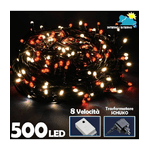 Trade Shop Traesio-catena Luminosa 500 Luci Led Lucciole Bianco Caldo Rosso Controller Uso Esterno -