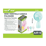 Trade Shop Traesio-mini Ventilatore Tekone Air18 Portatile Ventole Carica Palmare -