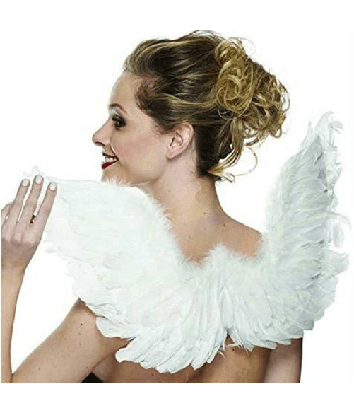 Trade Shop Traesio-ali Da Angelo Bianche Piume In Poliestere Accessorio Costume Carnevale Halloween -