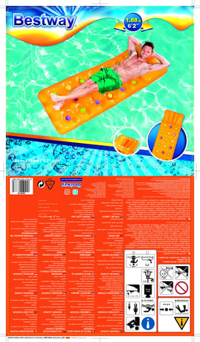 Bestway-43014-galleggiante-da-piscina-e-da-spiaggia-Blu-Rosa-A-fantasia-Vinile-Materassino-galleggiante