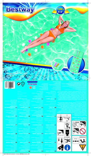 Bestway-43014-galleggiante-da-piscina-e-da-spiaggia-Blu-Rosa-A-fantasia-Vinile-Materassino-galleggiante