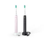 Philips 3100 series Sonicare Spazzolini Elettrici Sonici, confezione da 1 Spazzolino Rosa e 1 Spazzolino Nero HX3675/15