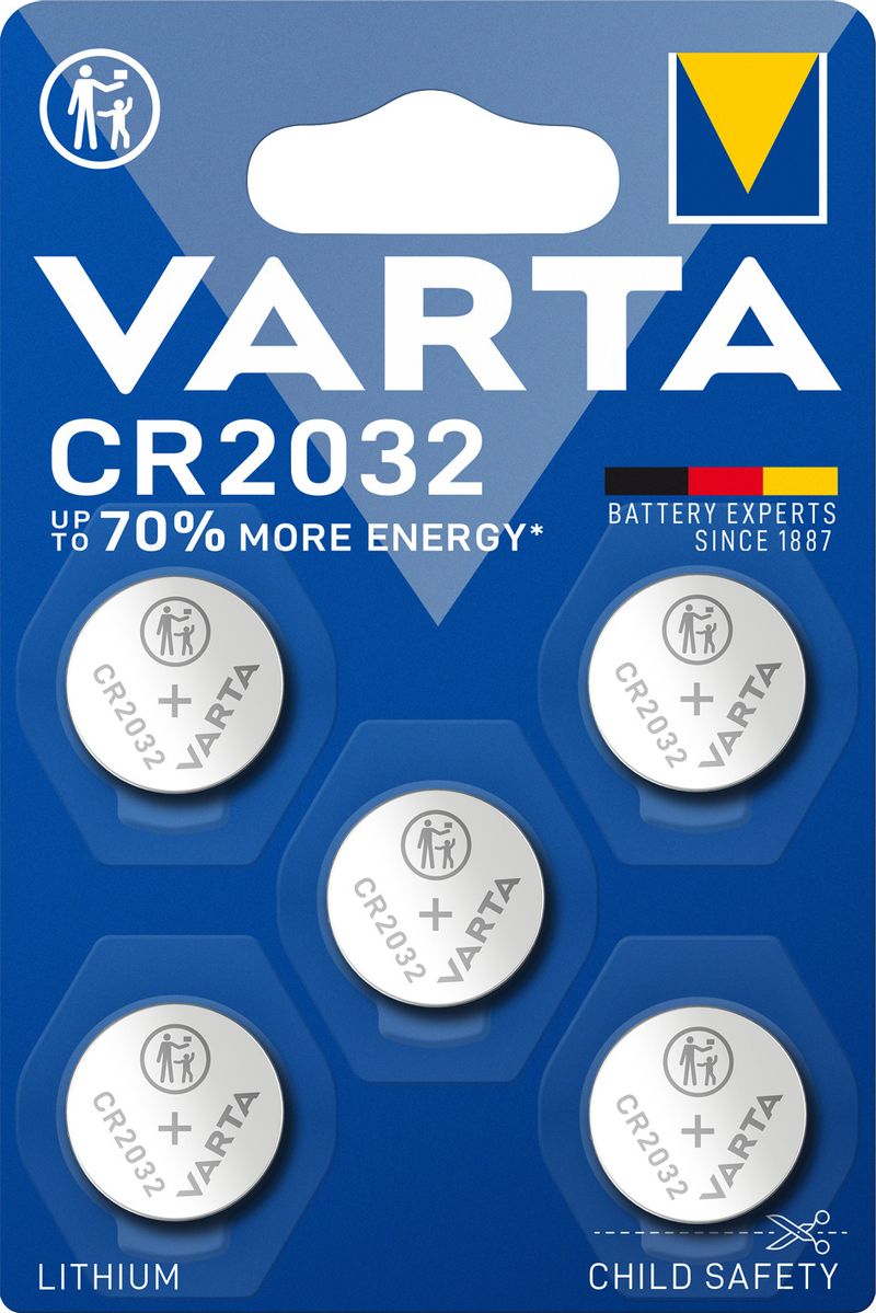 Varta-LITHIUM-Coin-CR2032--Batteria-a-bottone-3V--Blister-da-5